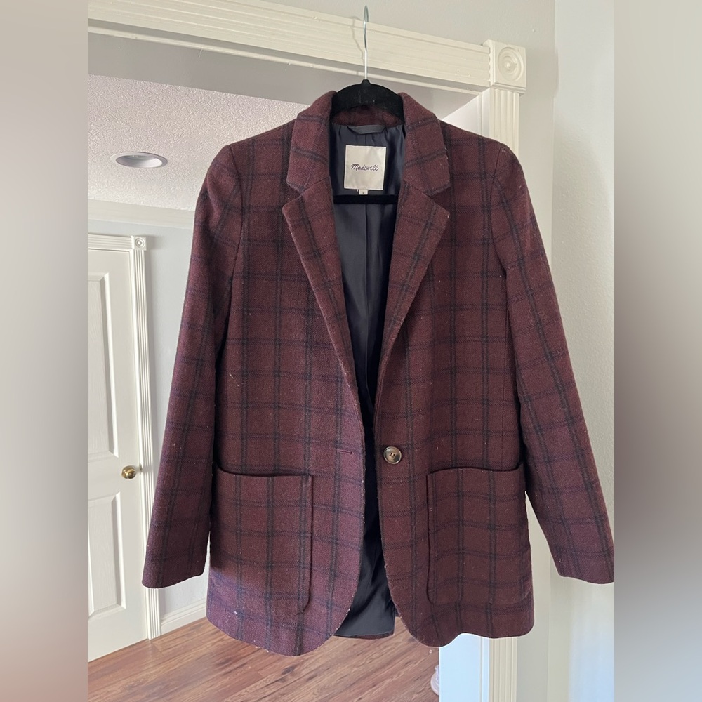 Burgundy Windowpane Blazer